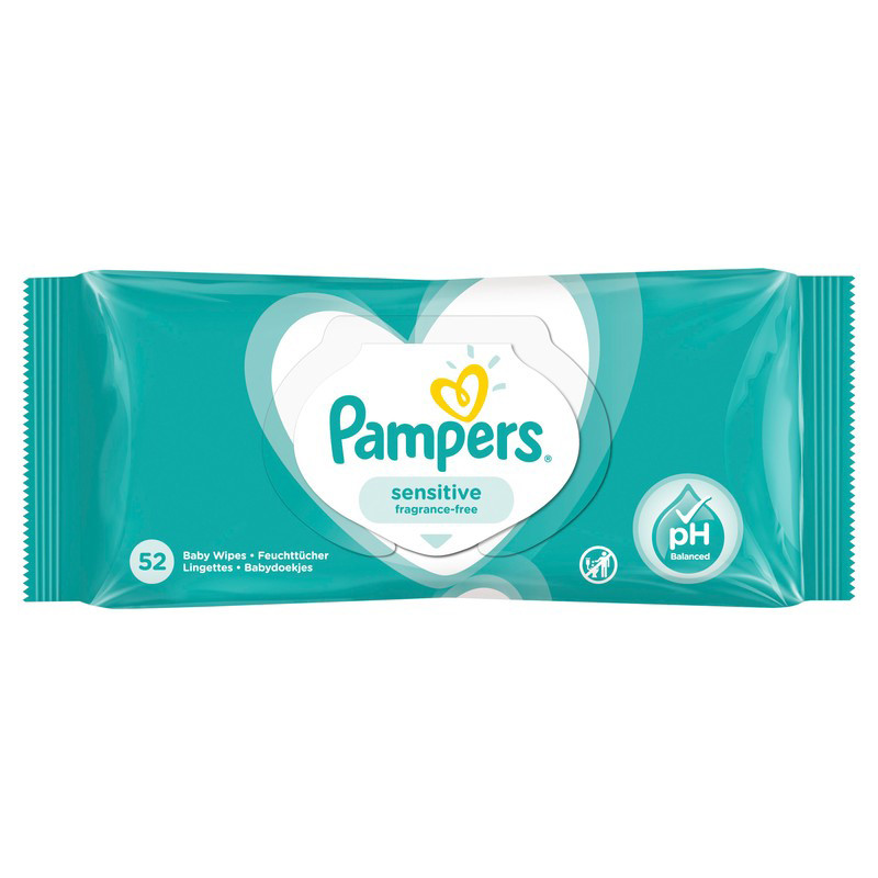 Салфетки влажные детские Pampers Sensitive 52 шт