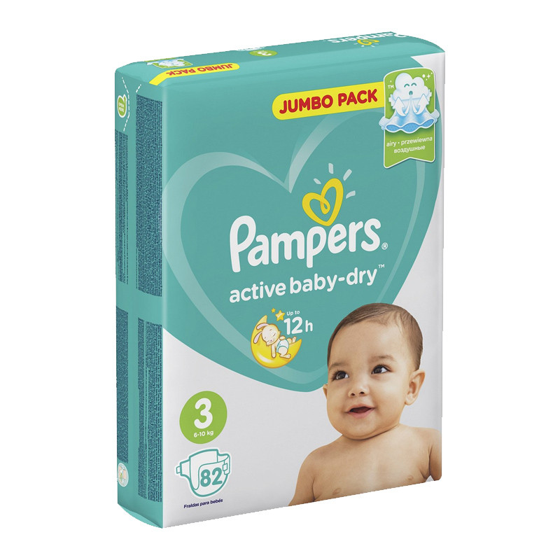 Подгузники Pampers active baby-dry 3 (6-10кг) 82шт
