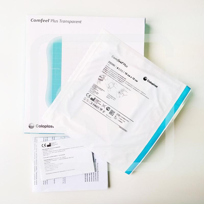 Повязка гидроколлоидная прозрачная Comfeel plus Transparent Dressing 15х15см в упаковке №5 арт3539