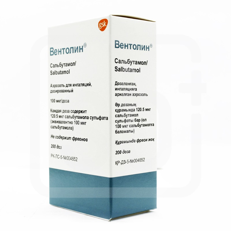 Вентолин® аэрозоль для ингаляций дозированный 100мкг/доза 200 доз Glaxo Wellcome Operations (Великобритания)